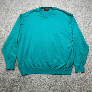 Pendleton Cashmere Blend Sweater Men 2XL Blue Teal V-Neck Stretch Long Sleeve - Picture 1 of 7