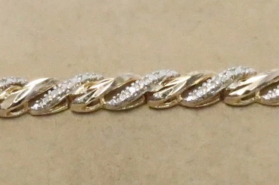 PULSERA DE ESLABONES SAN MARCO ILUSIÓN DIAMANTE PLATA ESTERLINA TONO ORO talla 7-1/2" Foto 1 de 4