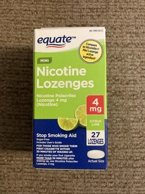 Pastilhas Equate Mini Nicotina Polacrilex 4 mg limão cítrico 27 unidades (Exp 03/2027) - Imagem 1 de 4