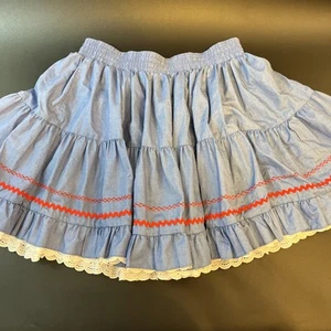 Vintage blau rot Rüschen Spitze Partner Square Dance Rockabilly Western XL USA - Bild 1 von 6
