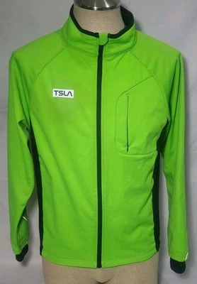 Chaqueta de Ciclismo TSLA Verde Cremallera Completa Bolsillos Reflectantes Talla XL ~ Usada  Foto 1 de 4
