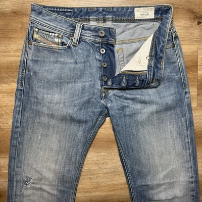 Diesel Jeans Hombres 30x32 Azul Viker Pierna Recta Denim Algodón Parche Informal 008AT Foto 1 de 4
