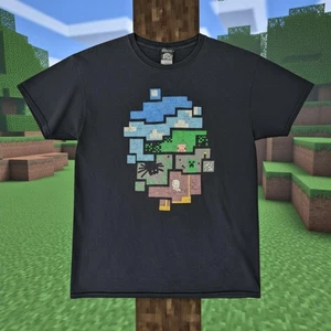 ThinkGeek y2k vintage Minecraft Themed Graphic T-Shirt Medium nerd video game - Picture 1 of 4