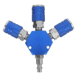  Air Hose Splitter: 3 Way Air Manifold Compressor Splitter 1/4 NPT Coupler - ~ - Foto 1 di 11