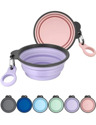 Aonkey 2-Pack Collapsible Dog Bowls with Bottle Carrier - Travel Water/Food Bowl - Image 1 of 4