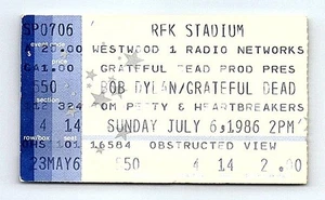 Grateful Dead Bob Dylan Tom Petty Concert Ticket Stub July 6 1986 Washington DC - Picture 1 of 2