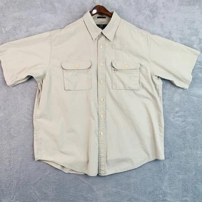 Vtg Orvis Short Sleeve Fishing Shirt Tan 100% Cotton Mens XL Zipped Pocket - Image 1 of 4