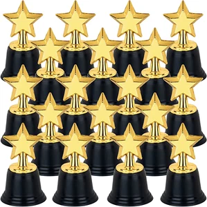 24 Pack Mini Star Trophy Awards Bulk (4.5 Inch), Plastic Gold Star Trophies for  - Picture 1 of 8