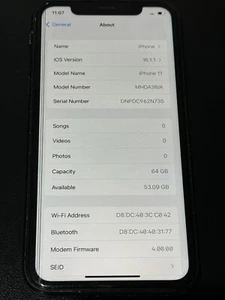 Smartphone Apple iPhone 11 - 64GB - Negro (Desbloqueado) - Línea - Imagen 1 de 5