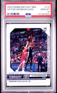 PSA 10 Victor Wembanyama 2024 Panini Instant NBA #113 - Gioco 50 Punti - PR #/567 - Foto 1 di 3
