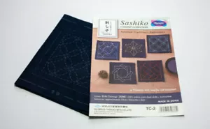 Japanese Fabric Tsumugi Sashiko Coasters/Sampler Set - Indigo - Picture 1 of 1