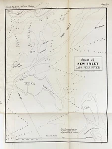 1853 Carta di New Inlet Cape Fear River North Carolina. - Foto 1 di 1