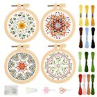 4 Sets Datura Embroidery Kit for Beginners 3.7&#39;&#39; Mini Embroidey Kit with Inst...