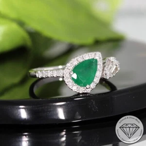 Wert 1750 € Brillant Diamant Smaragd Ring 750 18 Karat Weiß Gold xxyy - Bild 1 von 7