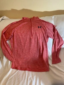 Under Armour Men’s Large Loose Headgear Reddish Zip Neck Athletic Shirt - Picture 1 of 5