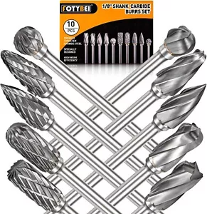 Carbide Burr Set Compatible with Dremel Rotary Tool 10Pcs Die Grinder Bits - Picture 1 of 7