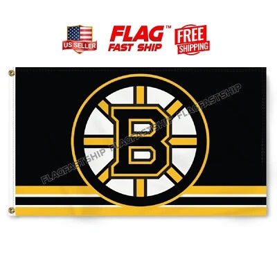 Boston Bruins 3x5 Ft Flag 3 x 5 Banner Hockey New Man Cave Flags USA Stock Wall