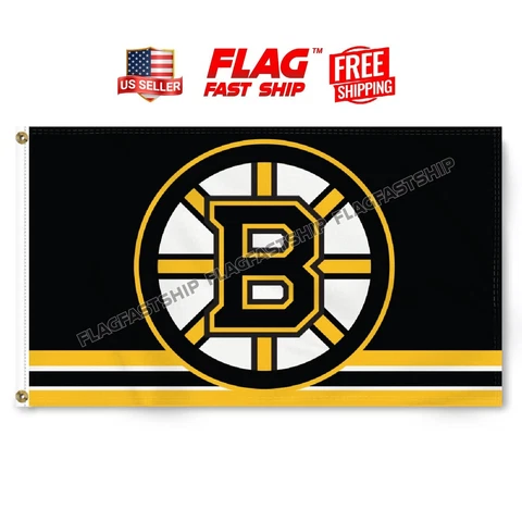 Boston Bruins 3x5 Ft Flag 3 x 5 Banner Hockey New Man Cave Flags USA Stock Wall Cover