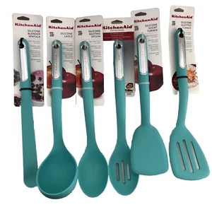 Neu KitchenAid Silikon Aqua Sky HAQA 6 Spatel Gießlöffel Schöpfkelle Heber - Bild 1 von 2