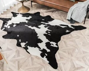 Larger Cow Print Rug Faux Hide Area Rug Cowhide Rug Carpet for Home 62in x 87in - Picture 1 of 8