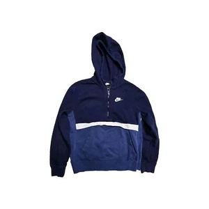 Nike hoodie Boys Size Youth L Blue 1/2 Zip Up Cotton Blend Front Pocket - Picture 1 of 4
