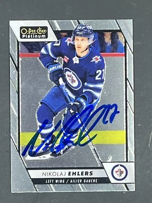 Aviones Nikolaj Ehlers firmados 2023-24 O-Pee-Chee Platinum IP automáticos no autenticados Foto 1 de 2