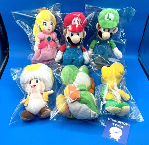 Lot 6 Super Mario Plush Toy Summary Mario Luigi Princess Peach Yoshi Japan Cover