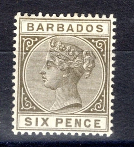 Barbados 1882 sg 100 6d olive LM cat £75 - Picture 1 of 2