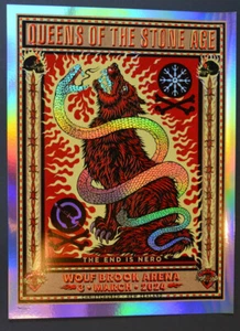 QUEENS OF THE STONE AGE -FOIL - 2024 - BRISBANE- POSTER- WOLFBROOK ARENA - BROWN - Picture 1 of 5
