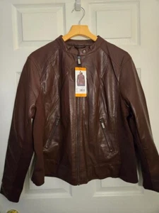 Brand new with tag Kenneth Cole Women's faux leather jacket. XXL Brown - Picture 1 of 3