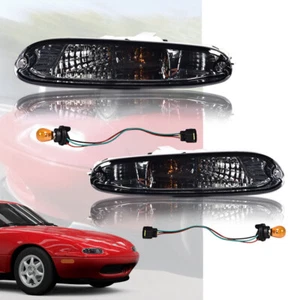 Fit For 1990-1997 MX-5 Miata Smoke Front Bumper Signal Corner Lights Left+Right - Picture 1 of 12