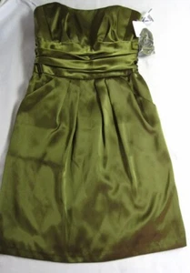 New DAVIDS BRIDAL Strapless Spaghetti Strap Dress Sz 6 Pockets  83707 Fern USA - Picture 1 of 5
