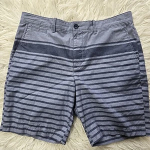 Penguin Shorts Mens Size 34 Chino Striped Blue Casual 8" Inseam - Picture 1 of 6