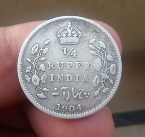 British India 1/4 Rupee (4Anna) 1904 Edwards VII Coin 