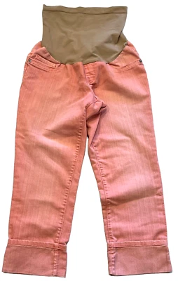 Motherhood Maternity Capri Jean Womens Small Pink Cuffed Stretch Pull On Preppy - Image 1 of 4