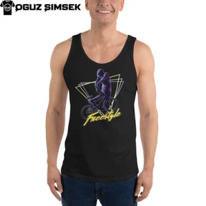 Freestyle BMX Unisex Tank Top | Neon Rider Retro Cycling Graphic Shirt - Picture 1 of 21