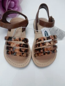 Old Navy Riemchen-Mix-Material Sandalen Schildpatt neu mit Etikett Größe 7T - Bild 1 von 7