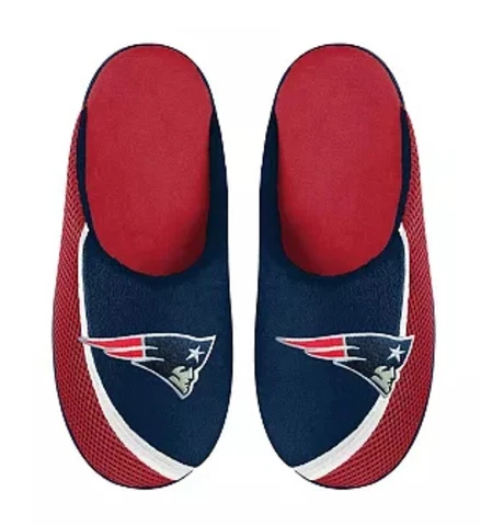 New England Patriots NFL Men's Mesh Edge Team Logo Slide Slip-on Slippers: S-XL Cover