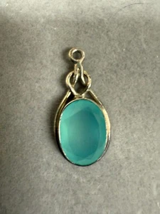 Vintage Aqua Chalcedon Stein 925 Sterling Silber Mode Peadant Halskette 3894 - Bild 1 von 4