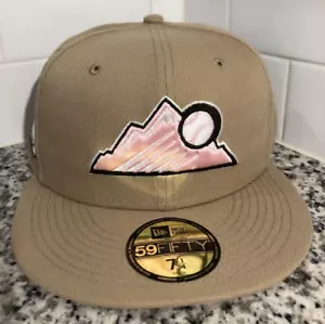 New Era MLB Colorado Rockies 25th Anniversary Camel Pink 59FIFTY Cap Size 7 1/4 - Picture 1 of 5