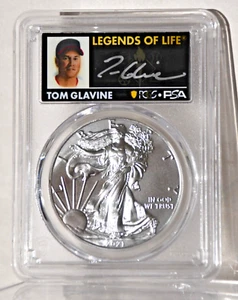 2021 (P) Emergency Silver Eagle PCGS MS70 FS Legends of Life Tom Glavine signed - Picture 1 of 4