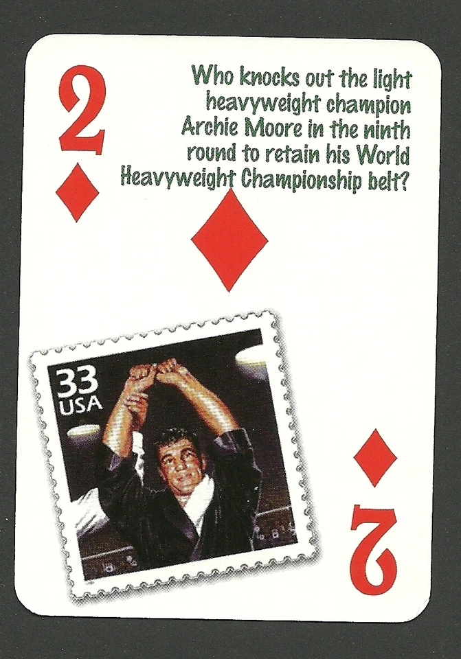 Rocky Marciano Defeats Archie Moore Boxing Neat Playing Card #5Y5 - Image 1 of 1