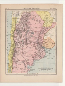 c1895 Map of Argentine Republic Argentina antique vintage Britannica 9th - Picture 1 of 1