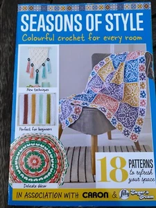 Seasons of Style Colourful Crochet 18 Patterns Blankets, Cushions, Doorstop - Picture 1 of 12