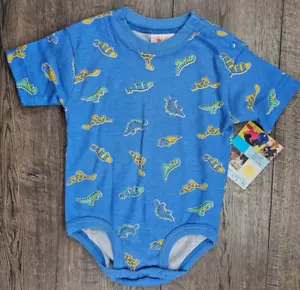 Baby Boy Clothes New Vintage Carter's 3-6 Month Blue Dinosaur Bodysuit - Picture 1 of 3
