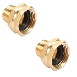 Adaptador de manguera de jardín de latón, conector macho NPT de 3/4” GHT hembra x 1/2” 2 piezas - Imagen 1 de 4