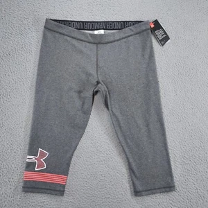Under Armour Pants Women Extra Large Gray Heat Gear Fitted Athletic Crop NWT NEW - Picture 1 of 21