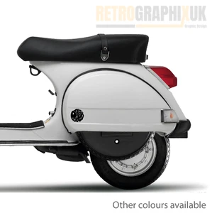 PAIR of Pretty Green Stickers 75mm Ideal for Vespa Side Panels Tool box  SP100. - Picture 1 of 5