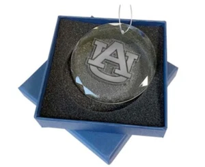 Auburn Tigers NCAA 3.25" D Laser Engraved Logo Round Glass Ornament - Picture 1 of 1