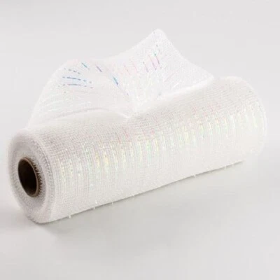 Poly Deco Mesh Wide Foil Iridescent White 10: x 10 Yards - Image 1 of 4